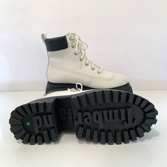 Timberland Sky 6 Inch Lace Up Boots Leather Combat Booties White Size 7 NEW - Picture 7 of 8